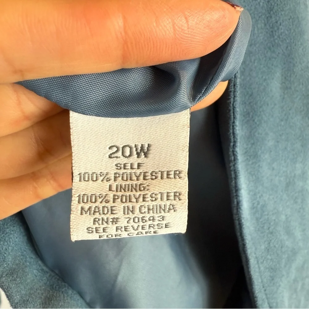 Dress Barn Women's 20 W dressy blazer jacket turquoise faux suede